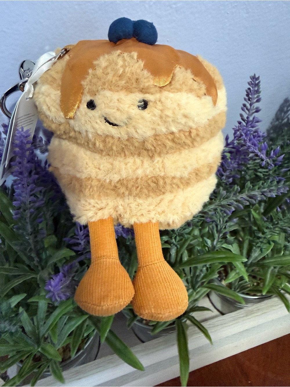 Jellycat Cream and Brown Pancake Plush Key & Card Holder with Blue Accent - Picture 8 of 8